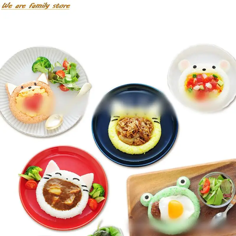 5Pcs Big Mouth Cat Rice Ball Mould Set Cute Cartoon Kids Bento Sushi Nori Rice DIY Mould Creative Kitchen Tools Accessories