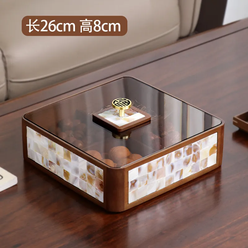 

New desktop tray dried fruit box solid wood multifunctional high-end living room coffee candy storage box exquisite fruit plate