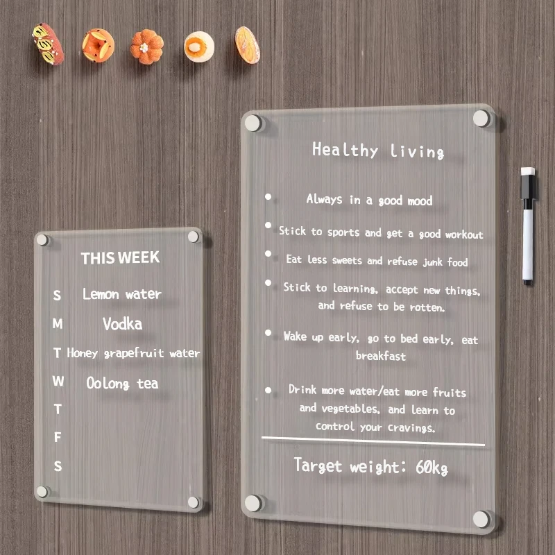 Löschbare Nachrichtentafel aus Acryl, magnetischer Mahlzeitenplan für Kühlschränke, magnetische Menütafel, Planungstafel, Notiztafel für den Kühlschrank