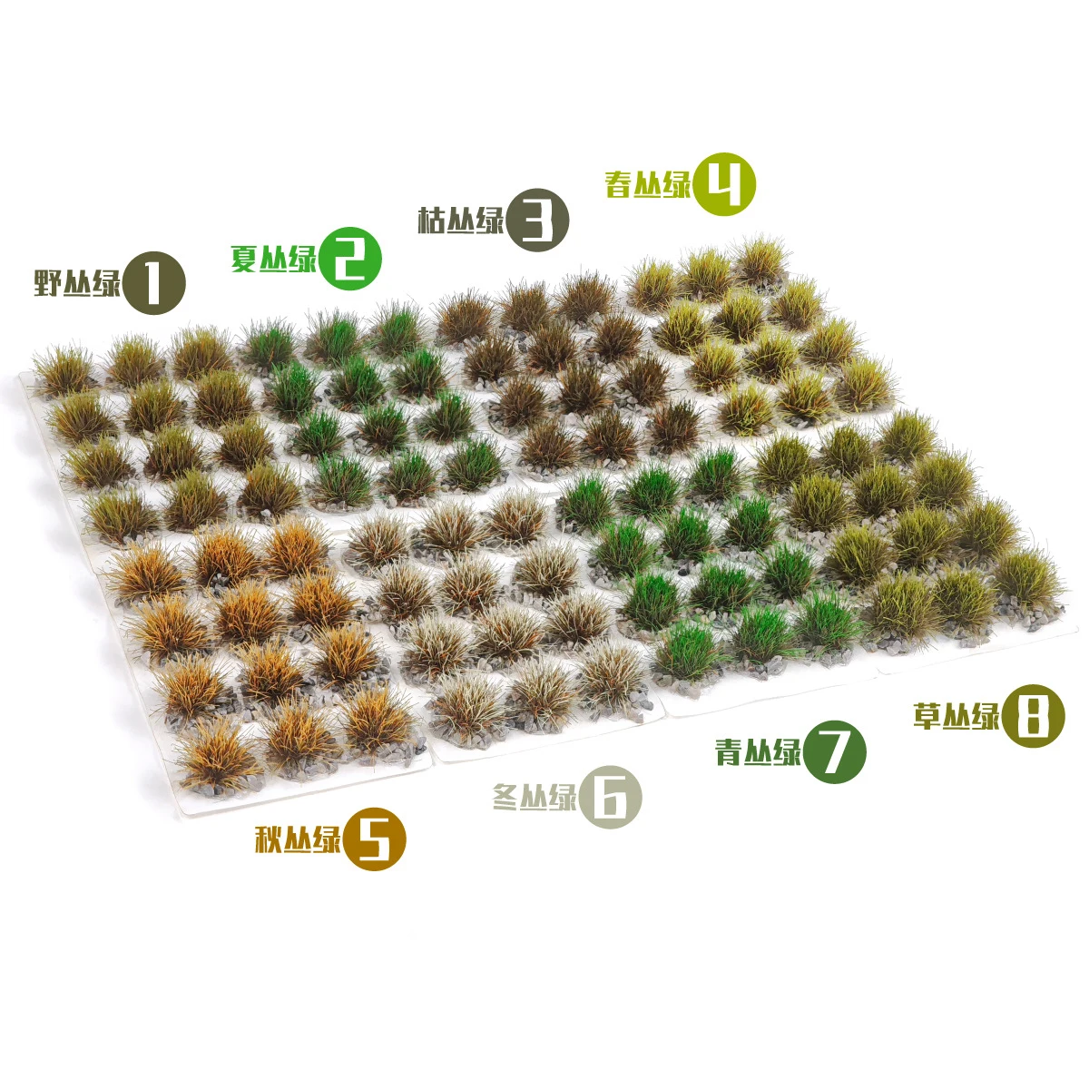 Simuliertes Kiesgras-Modell, Mini-Wildgras-Cluster mit Steinhaufen zur Herstellung von Vegetationsmaterialien für Bausandtische – Detail 2