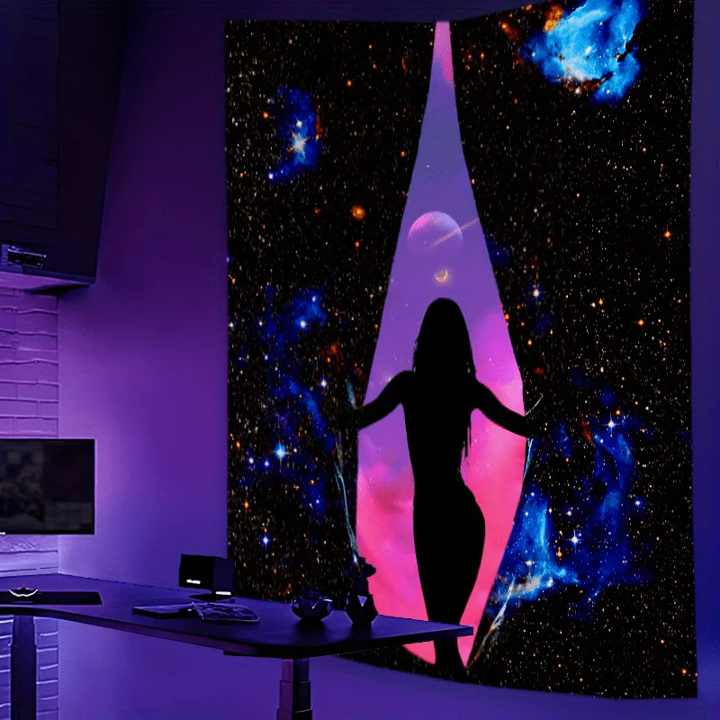 VIKAMA Cosmic Starry Sky Tapestry Nebula Planet Pattern Bedroom & Living Room Feature Wall Music Meditation Room Theme Decor