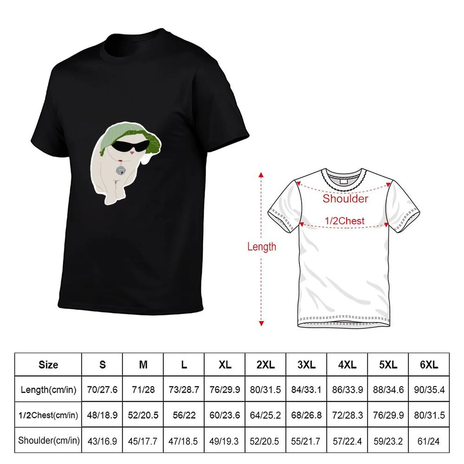Lettuce Hat Cat (Black) T-Shirt t shirts for man slim fit funny t shirts man t shirts for man graphic tees T-shirt