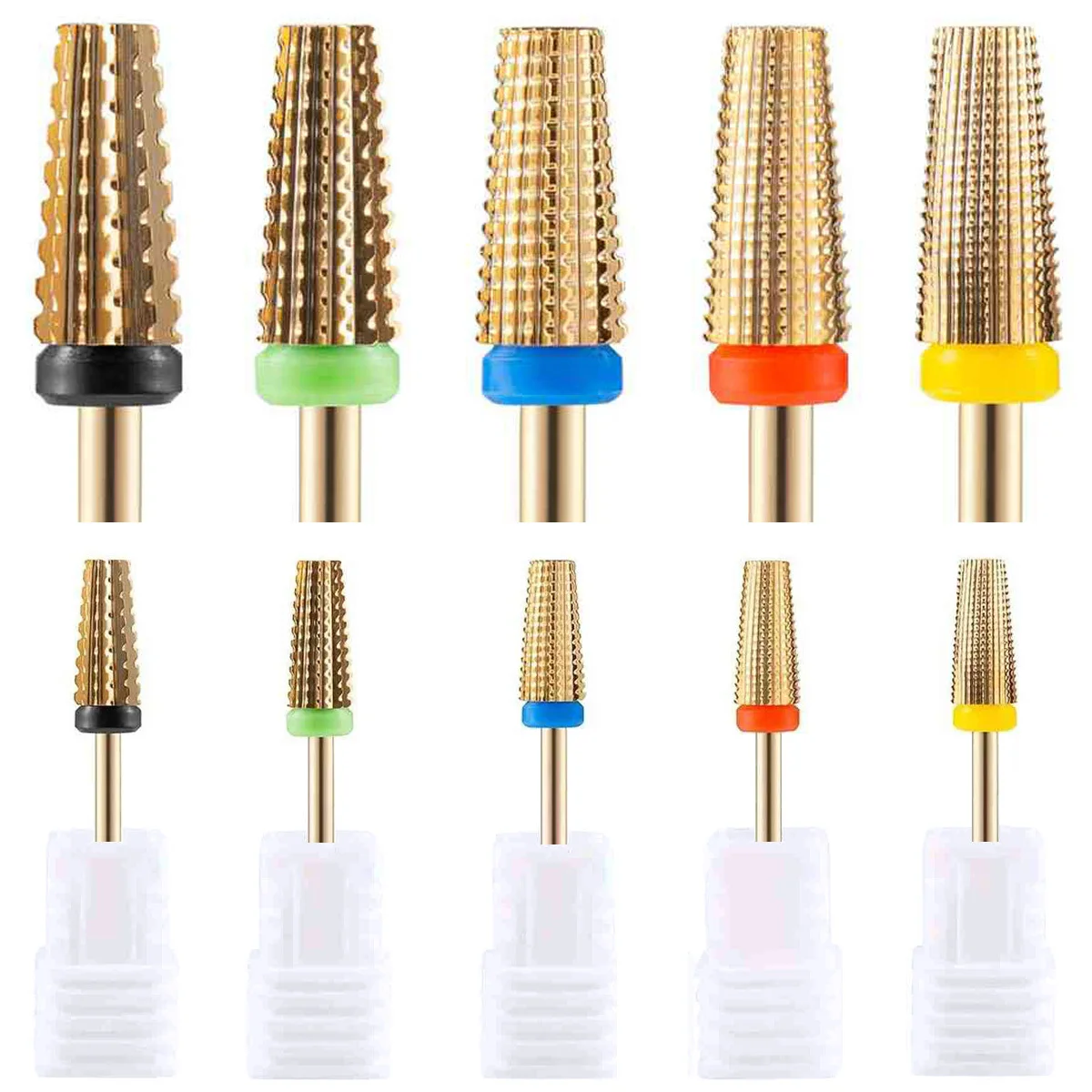 Gold Plated Tungsten Steel Nail Drill Bit Safely Remove Acrylic Hard Gel for Electric Manicure Machine Clean Tools