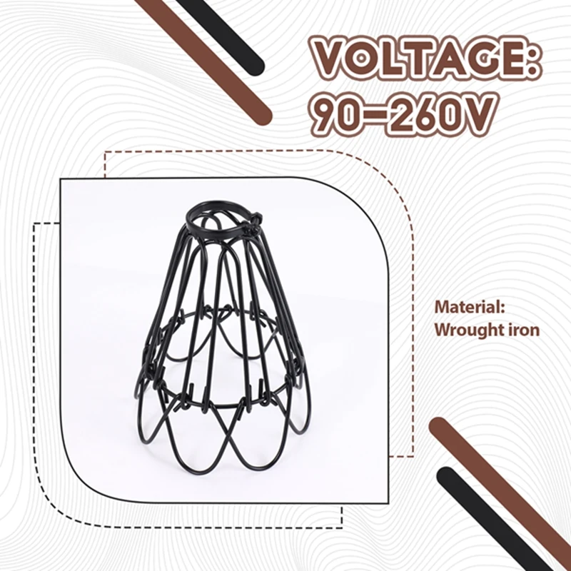●Adjustable Wire Cage Lampshade, 2 Pack Metal Bird Cage Bulb Guard Island Pendant Lighting Fixture Drop Lamp Holder-A57M