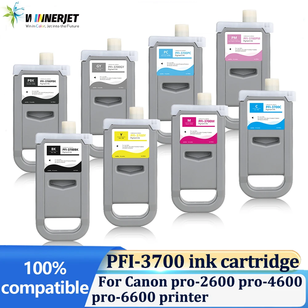 

Winnerjet 700ml PFI 3700 High quality ink cartridge With Pigment ink chip For Canon pro-2600 4600 6600 GP-4600S 6600S printer