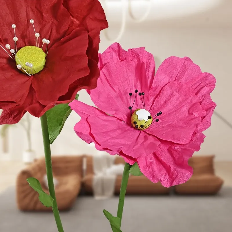 

Artificial Large Handcrafted Paper Art Flower Pleat Decoration Rose Floor To Ceiling Outdoor Shopping Mall Window Display