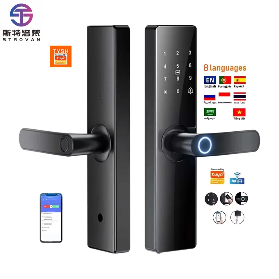

STLF Outdoor High Security Electric Digital Fingerprint Smart Door Lock With Tuya App Wifi Mobile Lock Support 9 Languages