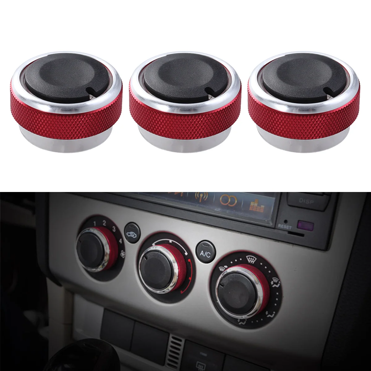 

3Pcs Air Conditioning Control Knob Red Easy Installation for Focus 2 3 2005-2014 Mondeo Air Conditioner Control Switch