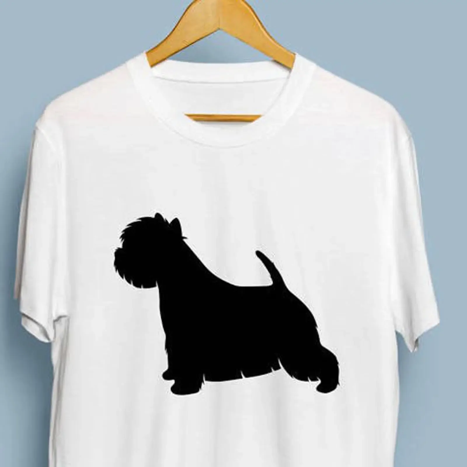 West Highland White Terrier Digital Download Art Dog Silhouette Westie SVG DXF vintage Washed fashion Top For Everyday Wear