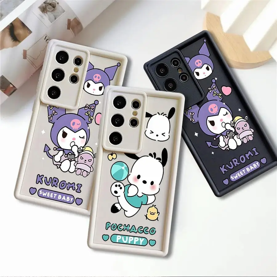 Sanrio Kuromi Pochacco Phone Case for Samsung Galaxy S24 FE S23 Ultra S22 S21 S20 FE S22 Plus S23 S21 Ultra Soft Cover