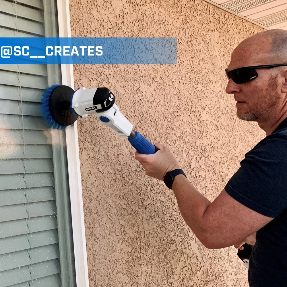 20V伸縮式スクラバー、ヘビーデューティーアルミ製ユーティリティブラシ、51インチリーチ、6段階調整ヘッド、防水、2時間稼働