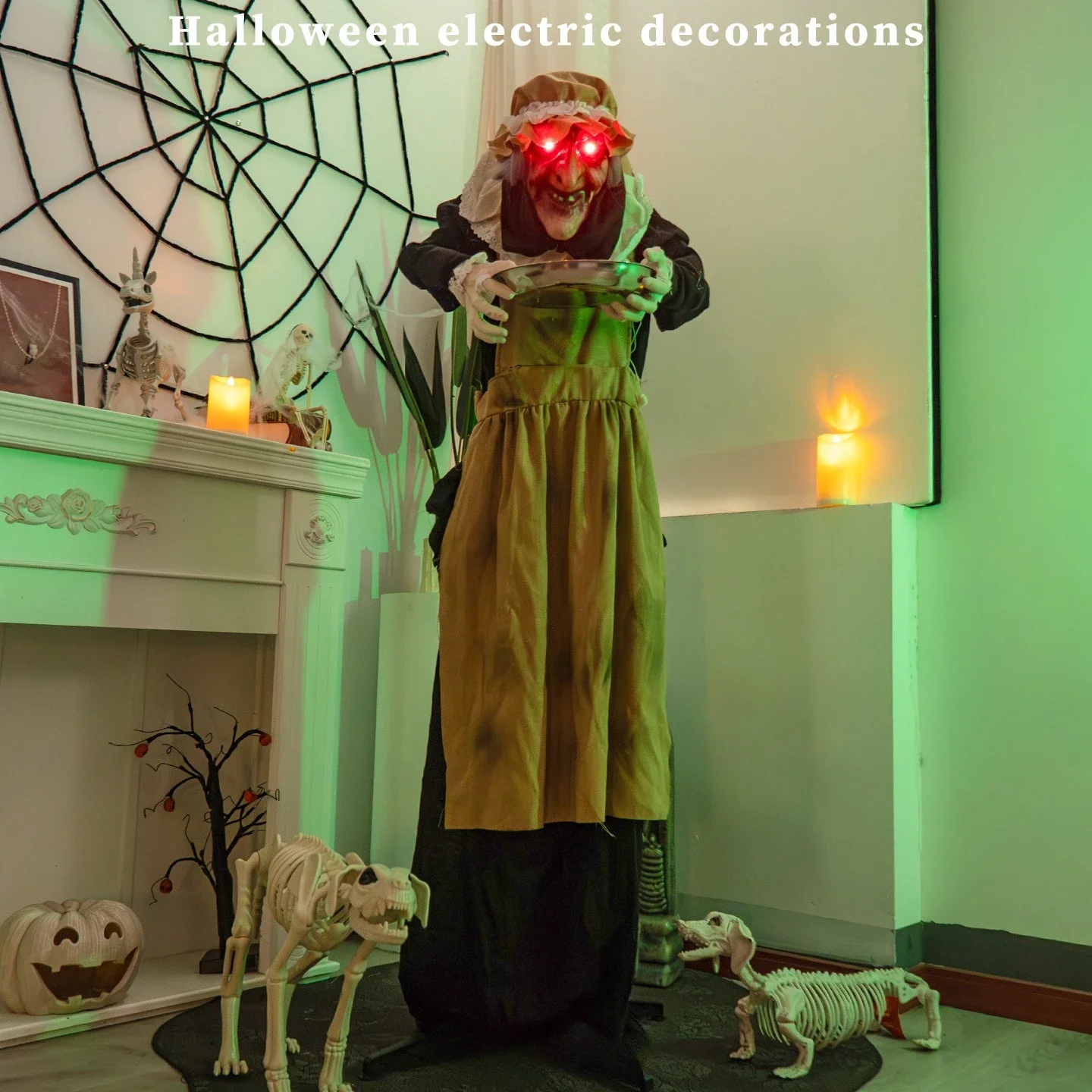 The witch with the plate, the haunted room atmosphere decoration props ornament