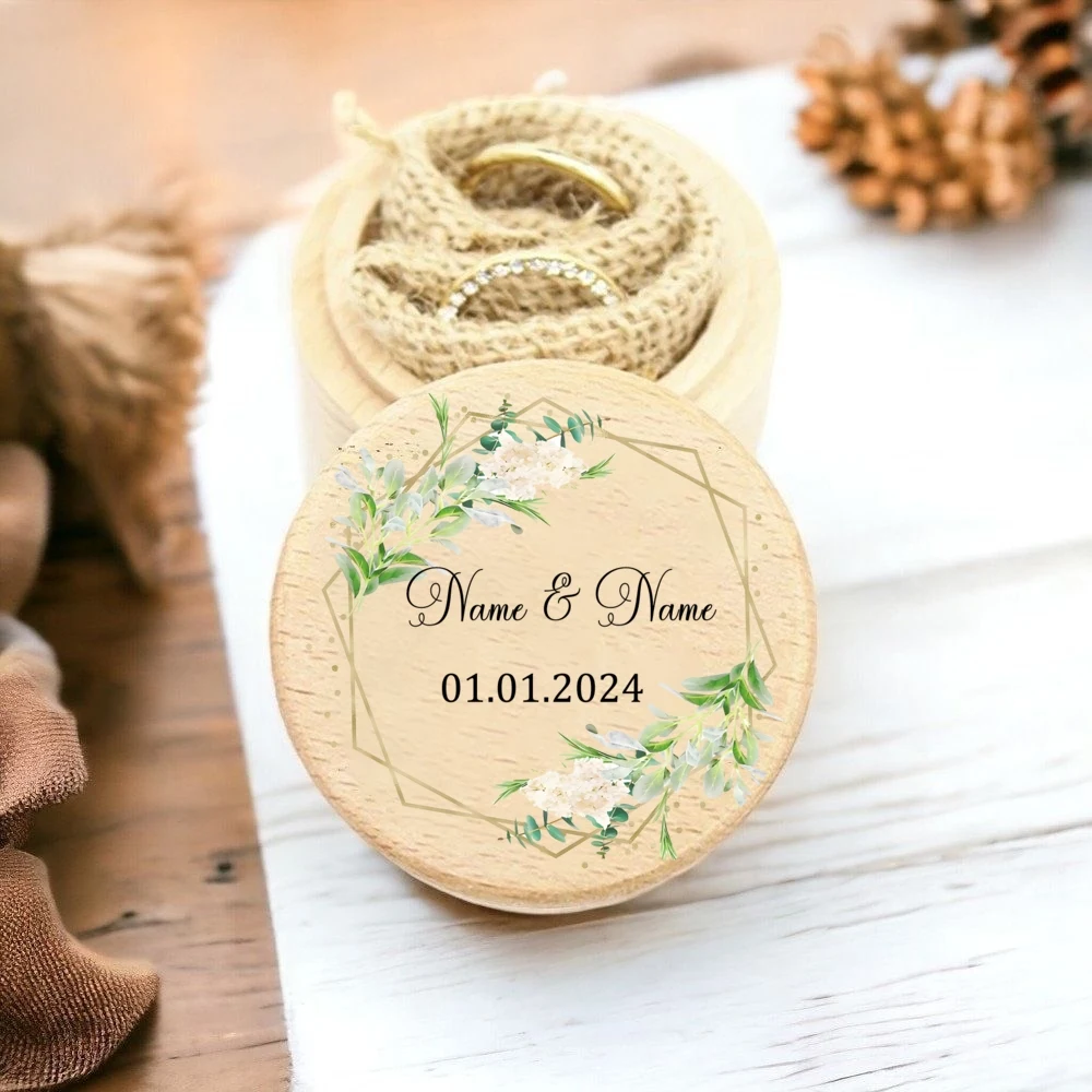 Personalized Valentines Engagement Wooden Rings Bearer Case Wedding Wood Ring Boxes Gift for Her Custom Ring Box