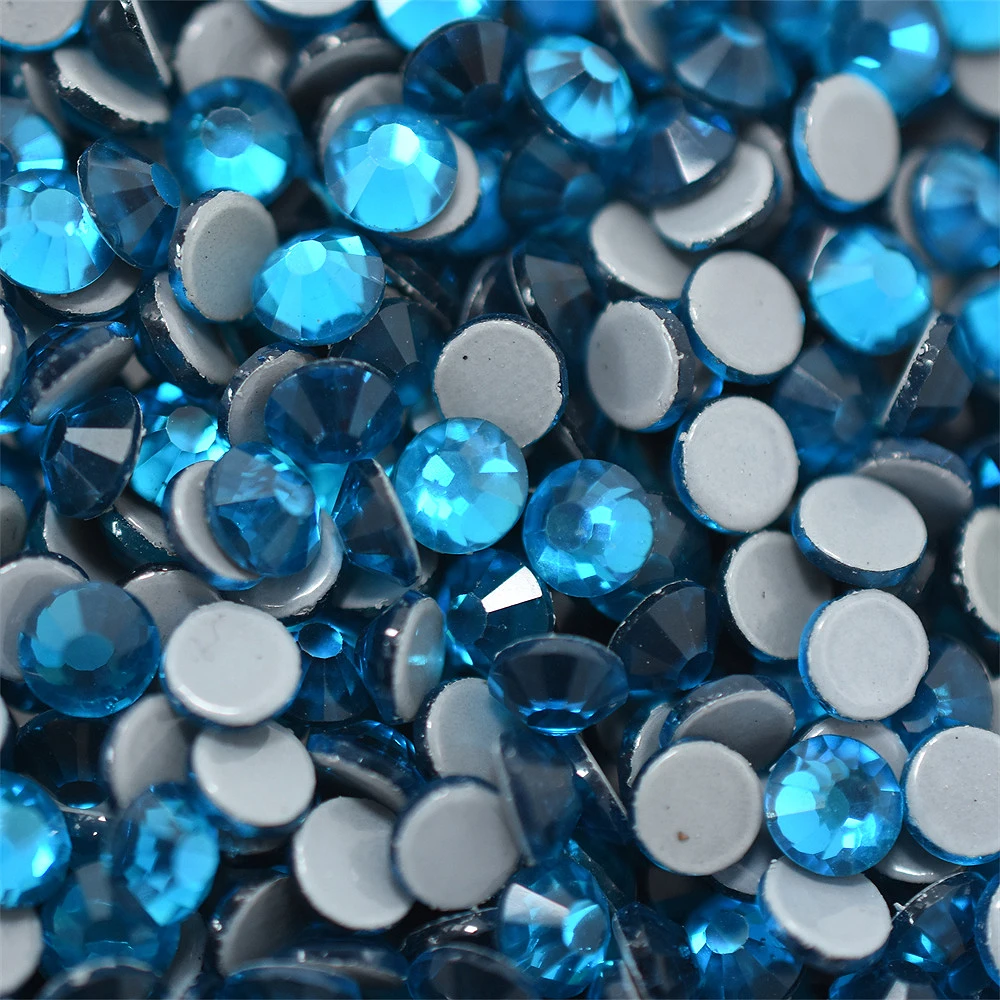 

SS6-30 синий циркон королевский синий стекло 3D украшения для дизайна ногтей стразы с плоской задней частью HotFix клей на кристалле DIY свадебное платье