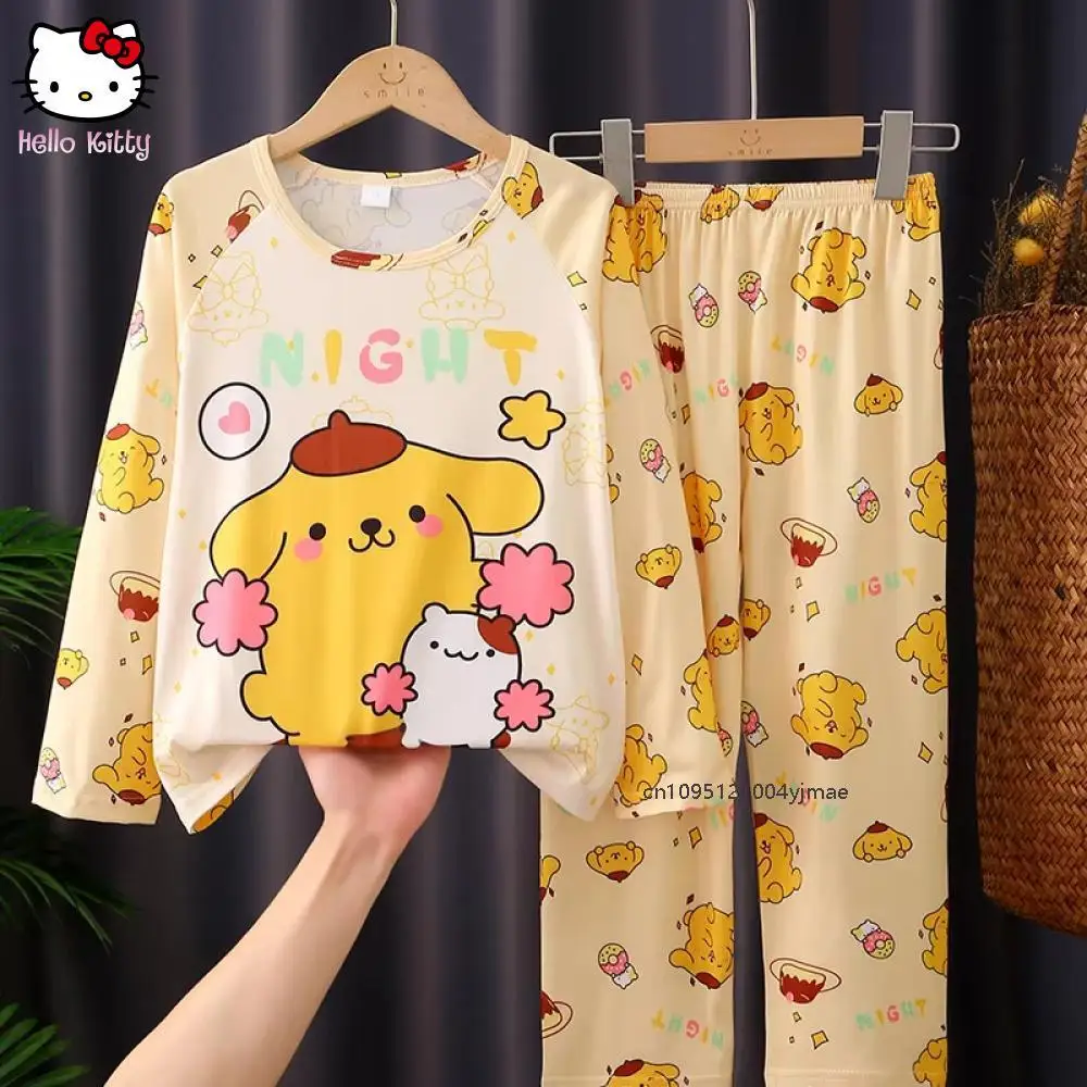 

Cartoon Sanrio Children Pajama Sets Fashion Loose Soft Comfortable Nightwear Set Kawaii Boys Girls Anime Household Clothes Cute