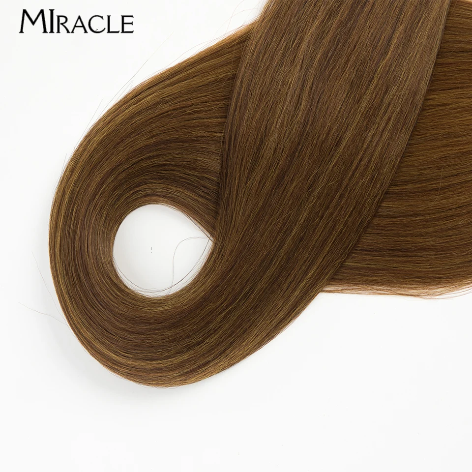 MIRACLE-Extensions de Cheveux Synthétiques Lisses Yaki pour Femme, Tissage de Faux Cheveux Super Longs de 36 Pouces