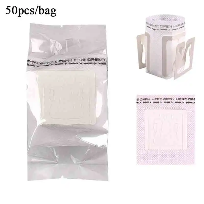 50pcs Coffee Filter Paper Bags Disposable Drip Coffee Bag Portafilter Hanging Ear Espresso Coffee Accessories Tea Tool