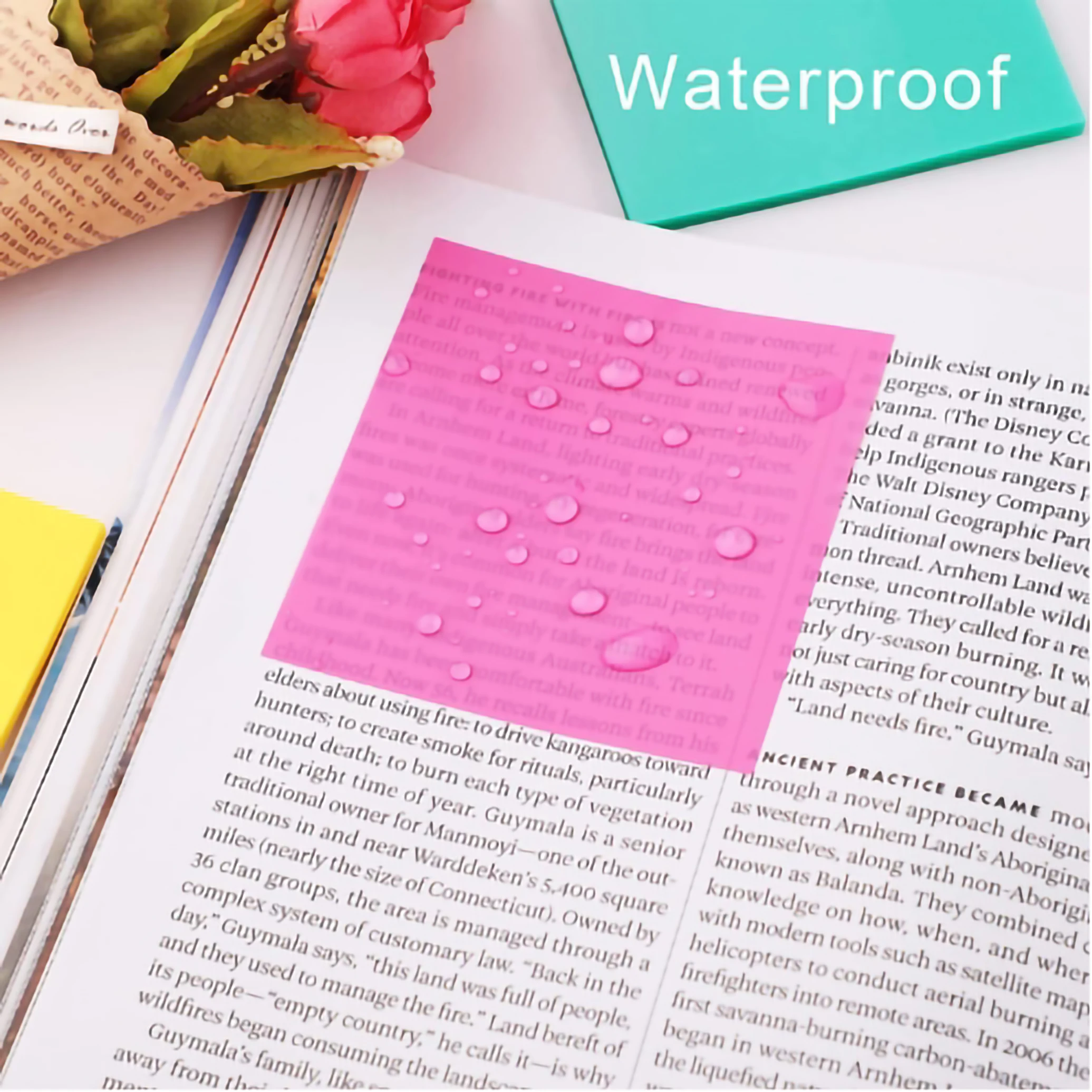 Colored Transparent Sticky Notes 50x75mm 50Sheets Waterproof Posted It See-Through Stickers Non-Covering Self Adhesive Memo Pads