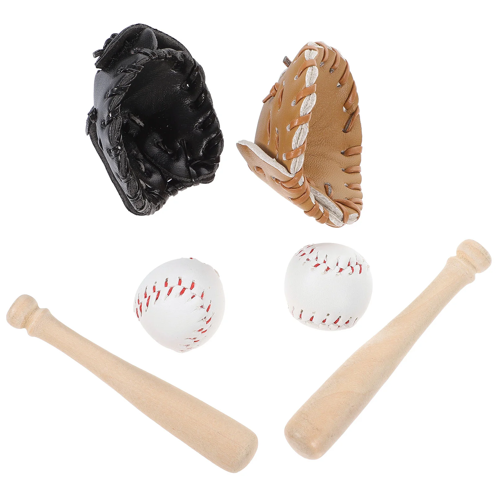 2 Sets Mini Baseball Toys Kids Gift Set Miniature Baseball Bat Glove Gift Sets Kids Simulation Baseball Props Mini Sports Balls