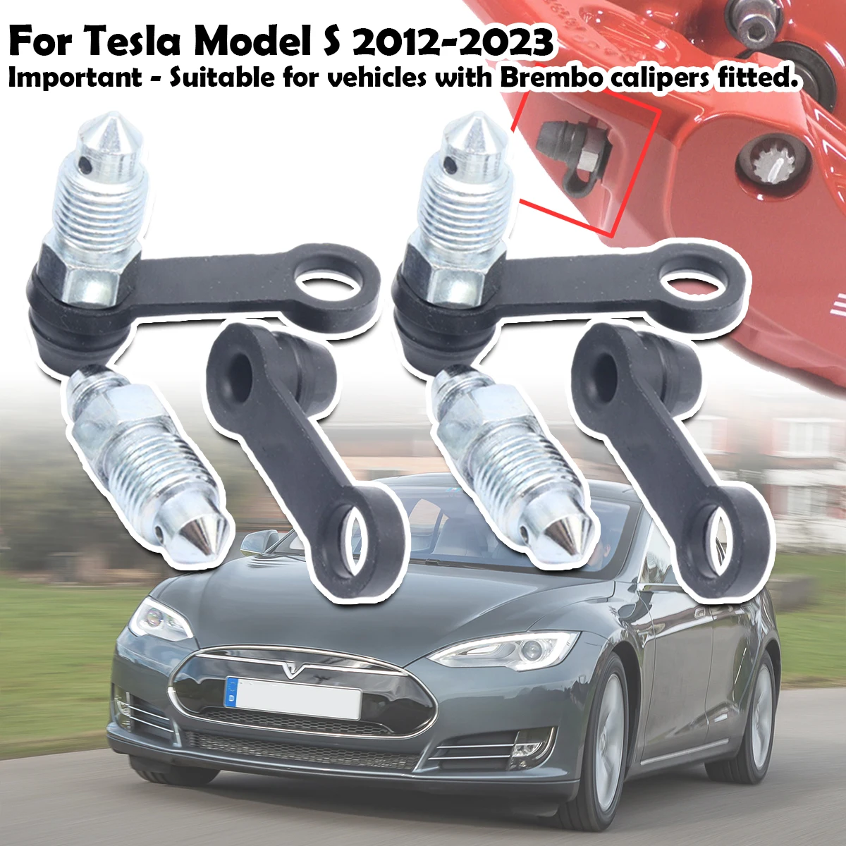 

Car Front Bleeder Valves and Rubber Dust Cap Left Right Caliper Bleed Nipple Screw Repair Kit For Tesla Model S 2012 2013 - 2023