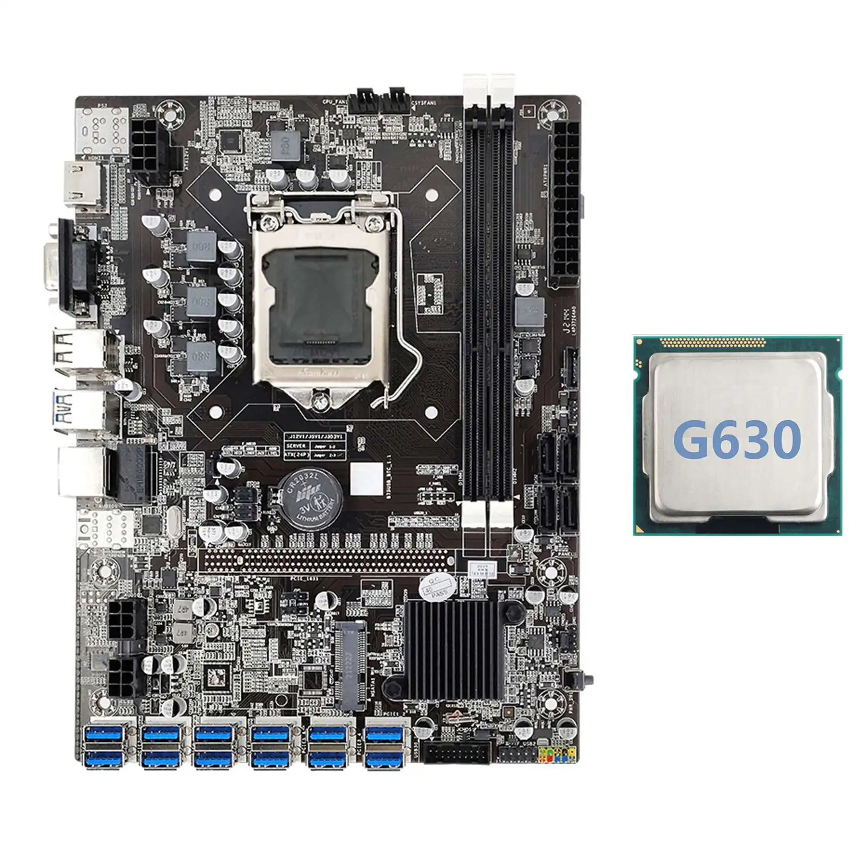 

B75 ETH Mining Motherboard 12 PCIE to USB with G630 CPU LGA1155 MSATA Support 2XDDR3 B75 USB BTC Miner