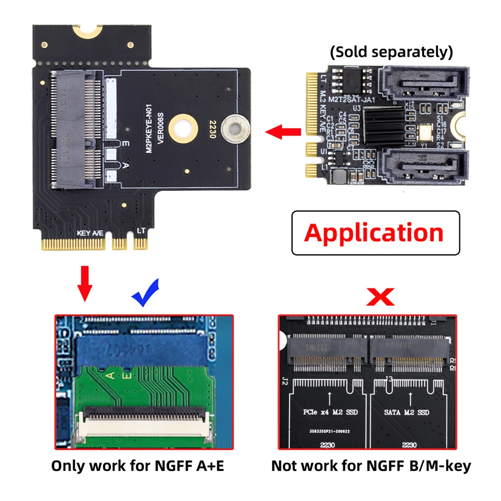 Ângulo direito adaptador de extensão Riser, 90 graus, perfil baixo, NGFF, chave A + E, PCI Express, macho para fêmea
