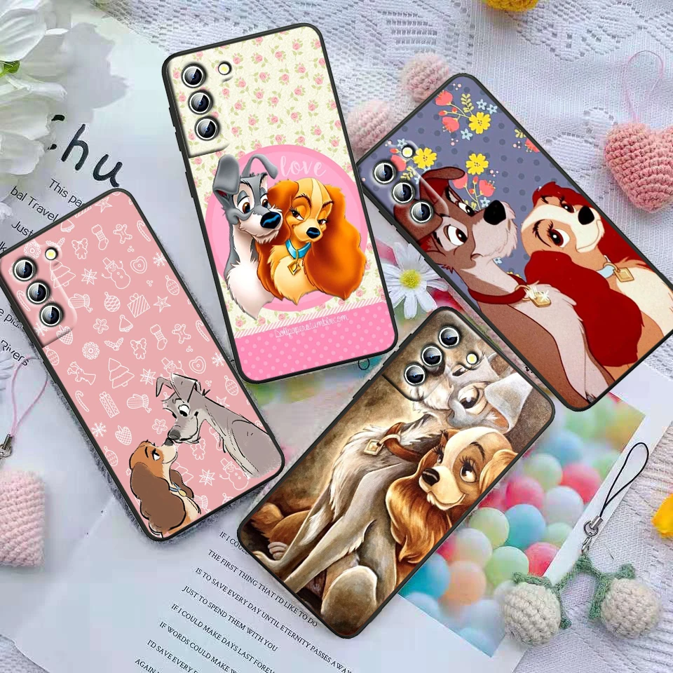 Disney Lady And The Tramp Phone Case For Samsung S24 S23 S22 S21 S20 FE S10 S10e S9 Ultra Plus Lite Black Soft Cover