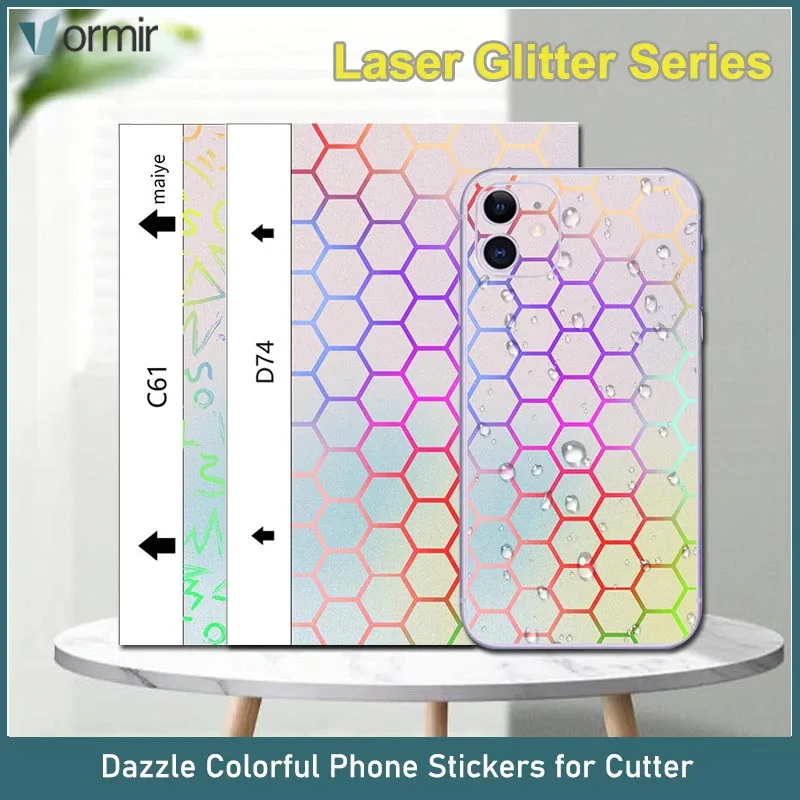 

VORMIR 50pcs Phone Skins Decorated Stickers for Hydrogel Machine Laser Glitter Texture Print Real Film Back Cover Protectors