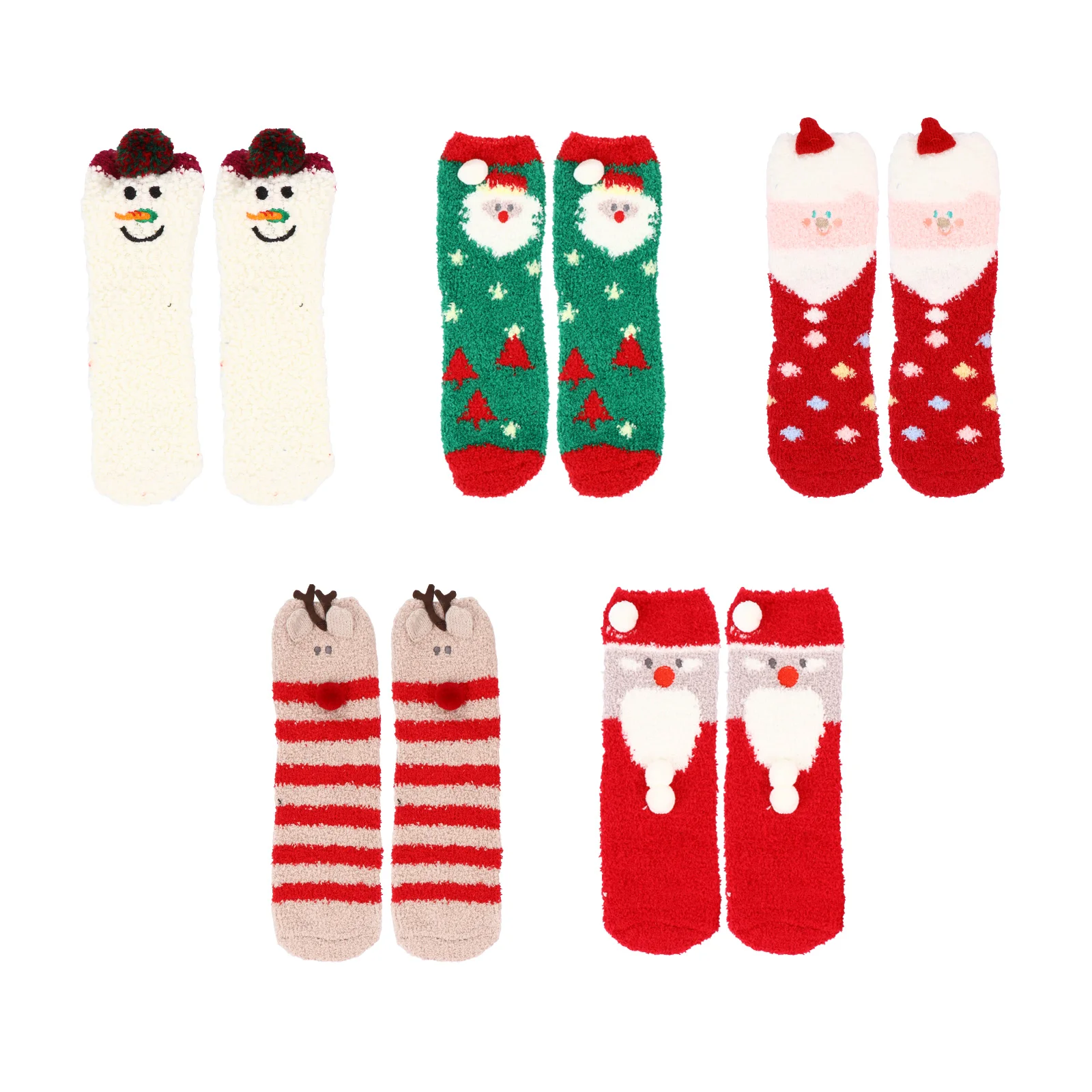 

5 Pairs Christmas Coral Fleece Socks Sleep Stockings Household Thicken Sleeping Parent-child