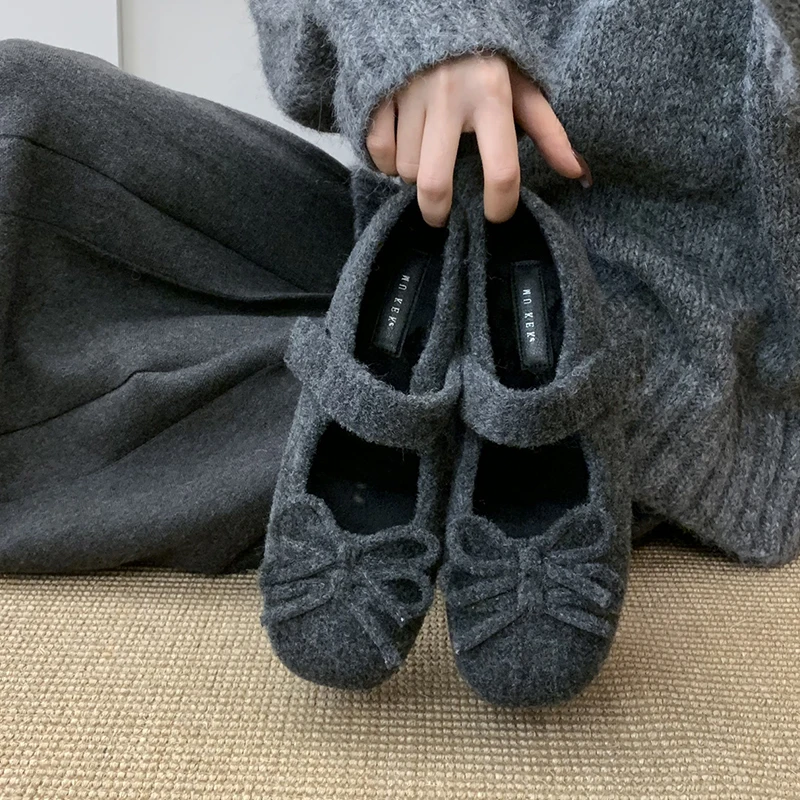 

Women Flats Shoes Mary Jane Walking Work Dress Women Shoes Autumn Bow Suede Shoes Round-toed Comfortable Loafers Women zapatos