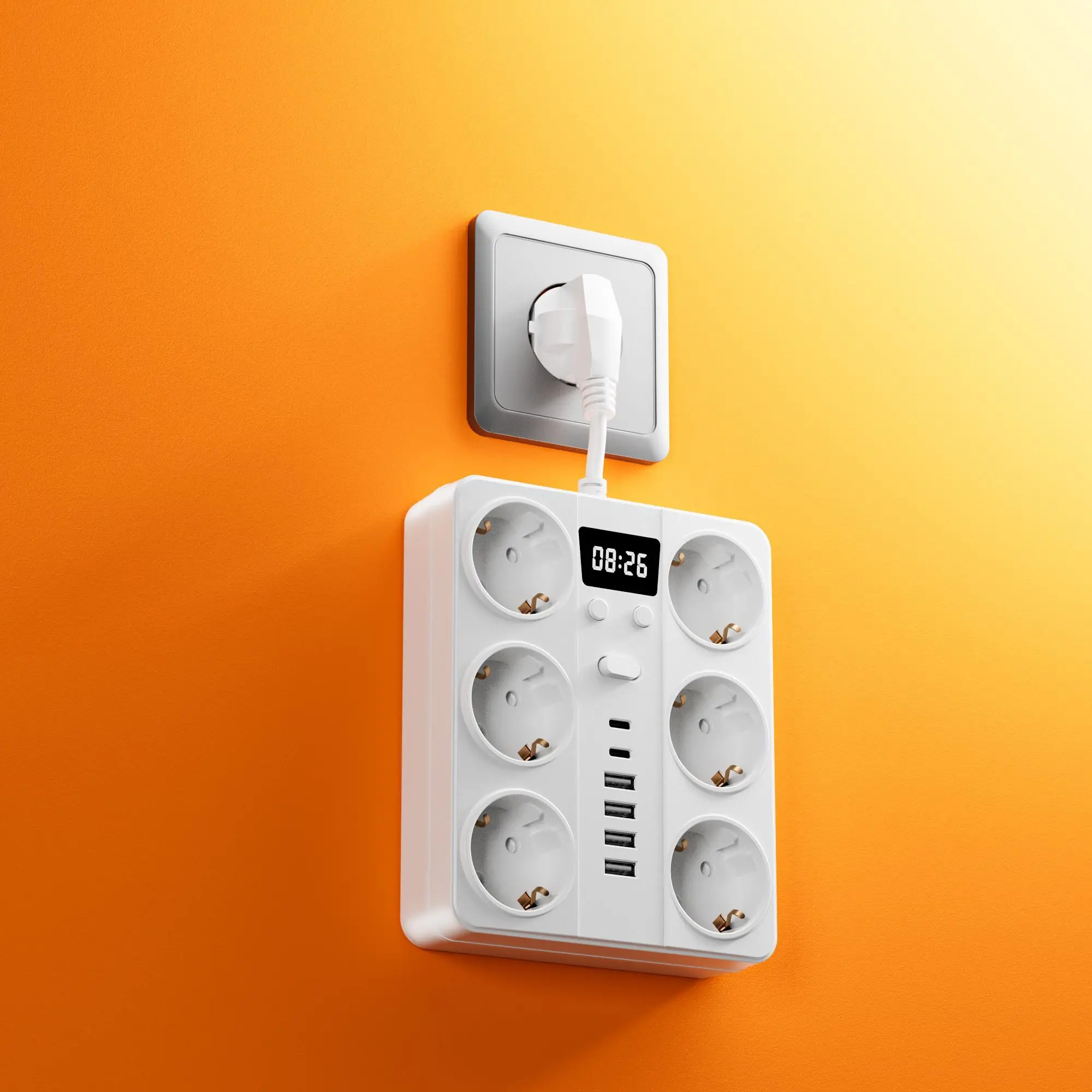 شريط طاقة 14 في 1 مع 8 منافذ تيار متردد، 4 منافذ USB-A 2 USB-C شحن سريع، حماية من زيادة الحمل الزائد وحماية ماس كهربائى #6