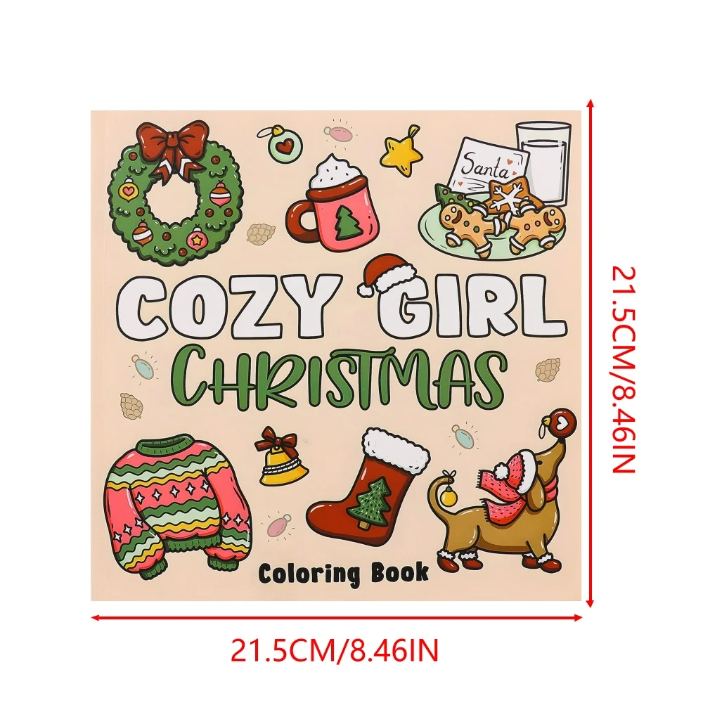 2 Pack Cozy Coloring Books for Adults & Teens, Spooky Cute Halloween & Cozy Girl Christmas Coloring Books, Relaxing Stress Relie