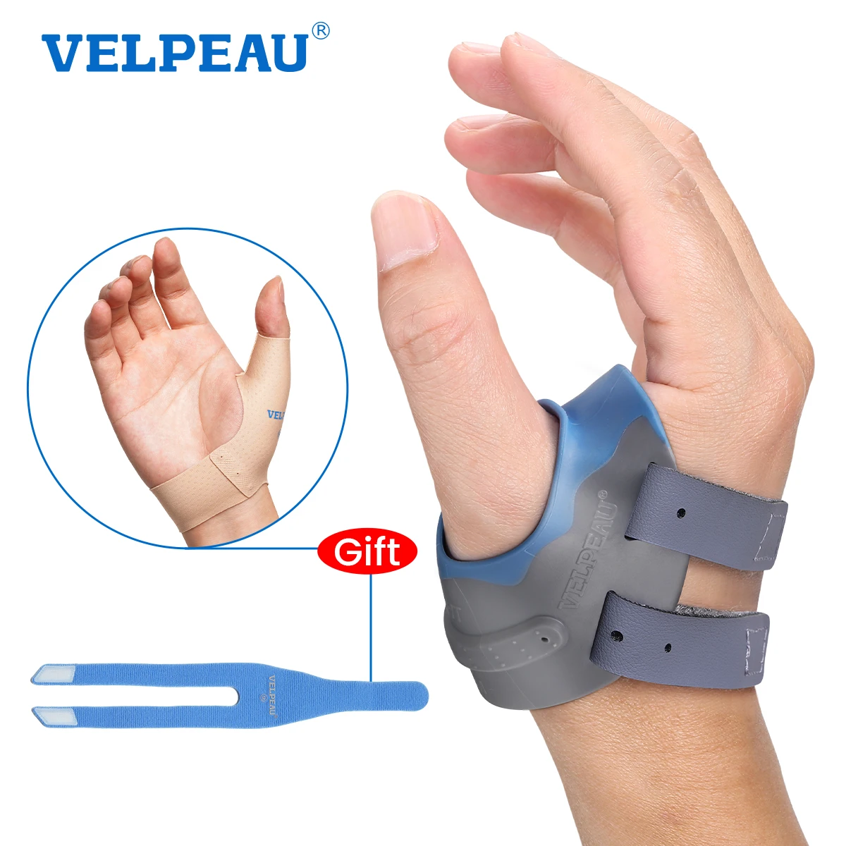 

VELPEAU CMC Thumb Brace with Shape-memory Restriction Splint, CMC Joint Stabilizer for Basal Thumb Arthritis and Pain Relief
