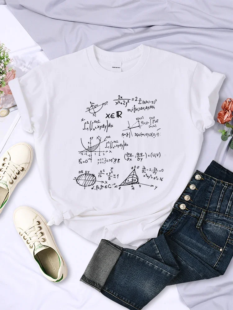 

Mathematical Formula Print Women T-Shirt Summer Casual Clothing Street Hip Hop Short Sleeve Personality Breathable Womans Tops