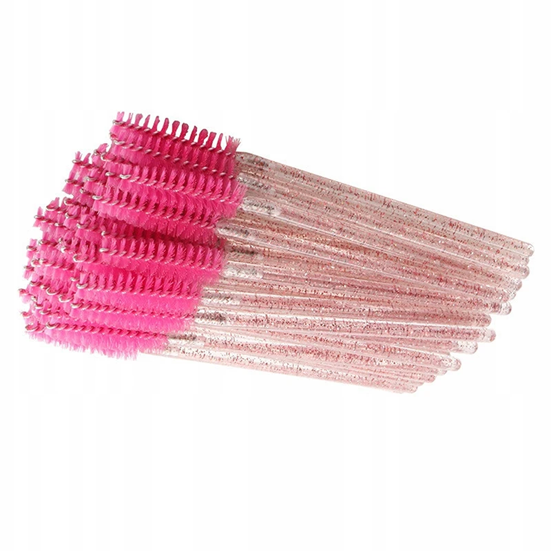 50 Stuks Glanzende Wegwerp Wimper Borstel Applicator Wands Krultang Mascara Wenkbrauw Make-Up Tools Kam Toverstokken Spoelen Borstels