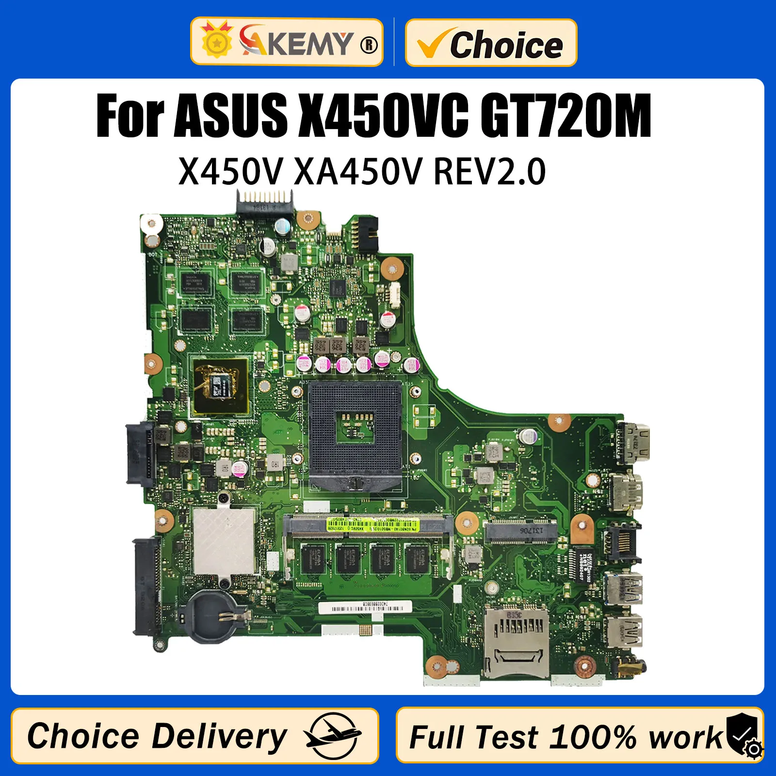 

Akemy X450VC 4GB RAM GT720M 2G Mainboard REV2.0 For ASUS X450V X450VC A450V Laptop Motherboard Full Test 100% work