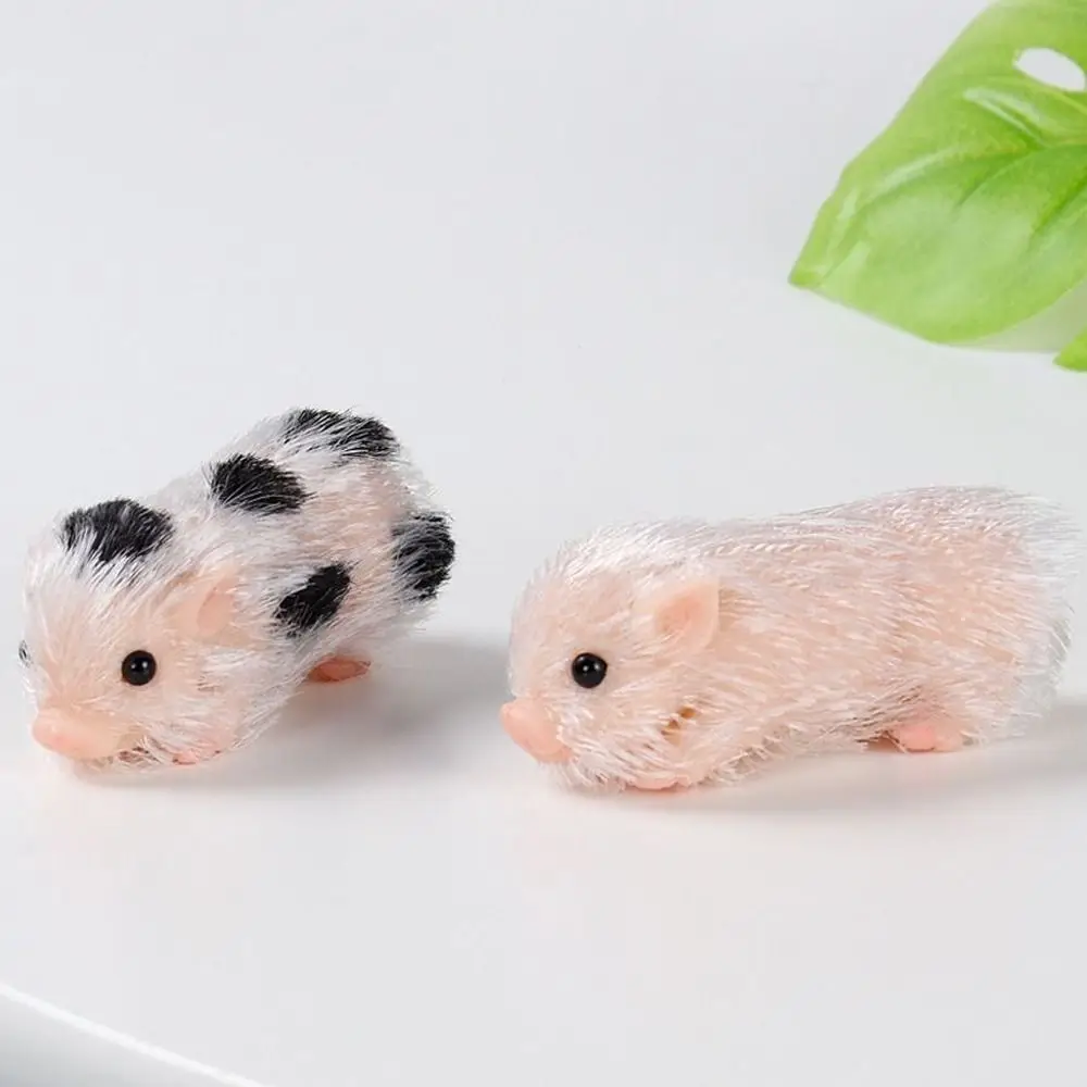 

Silicone Cartoon Simulation Pig Figurine Collection Statue Hairy Pig Miniaturas Ornament Trinket Micro Farm Piggy Squeezing Game