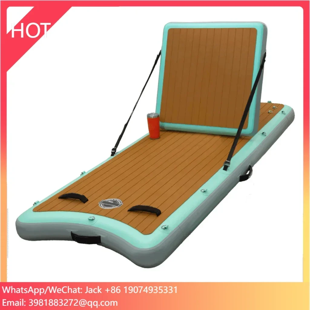 

Hot Sales Summer Water Play Equipment Inflatable Water Float Chair Bar Swim Platform With Eva Teak