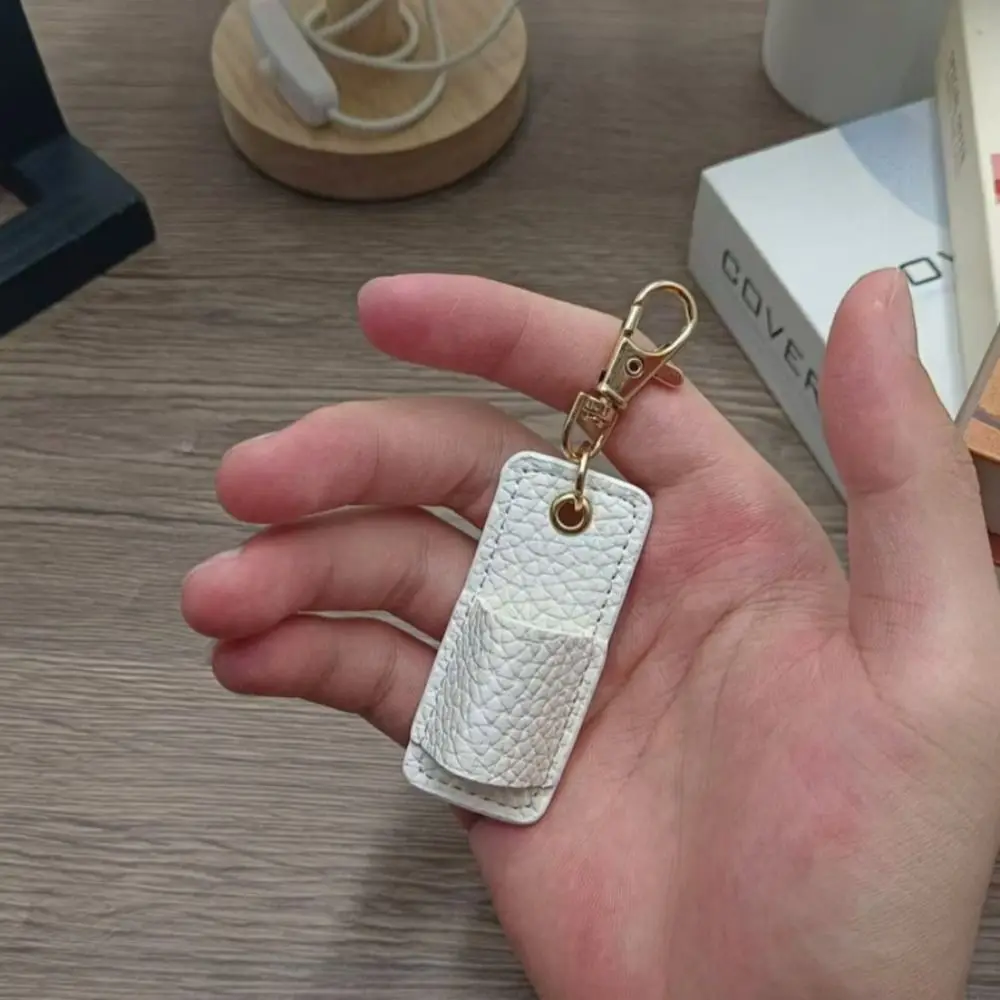 Creative PU Leather Lanyard Pen Holder Necklace Style with Keychain Pen Case Pen Clip Wear-resistant Durable Keychain Pendant