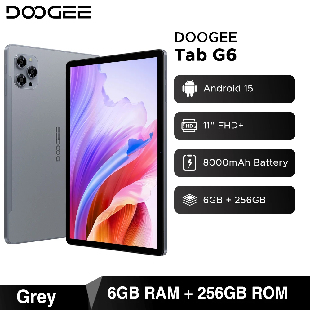 DOOGEE Tab G6 Tablet PC Android 15 Dual Speakers 11'' Display 30GB