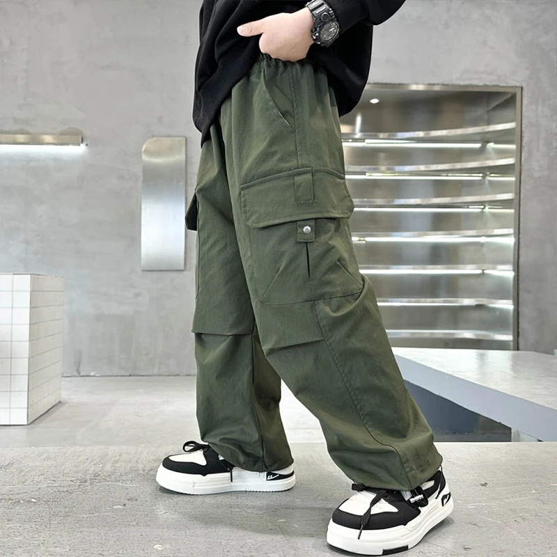 Boy Straight Pants Autumn Kids Fashion Trousers Children Casual Trackpants 2025 New Teen Work Trousers
