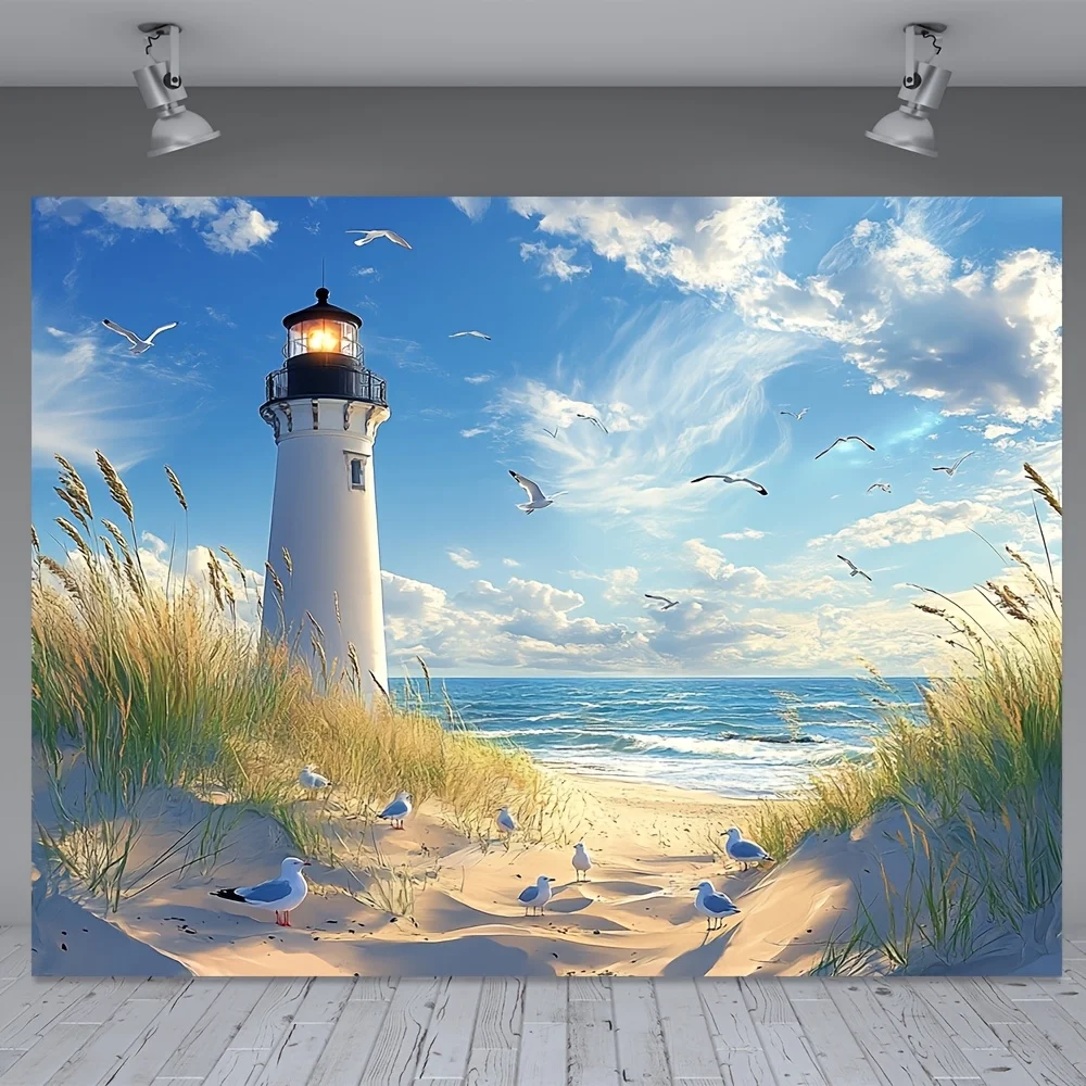 A Coastal Lighthouse Tapestry: Bring the Beauty of the Seaside into Your Home with This Stunning Wall Art Featuring a Majestic