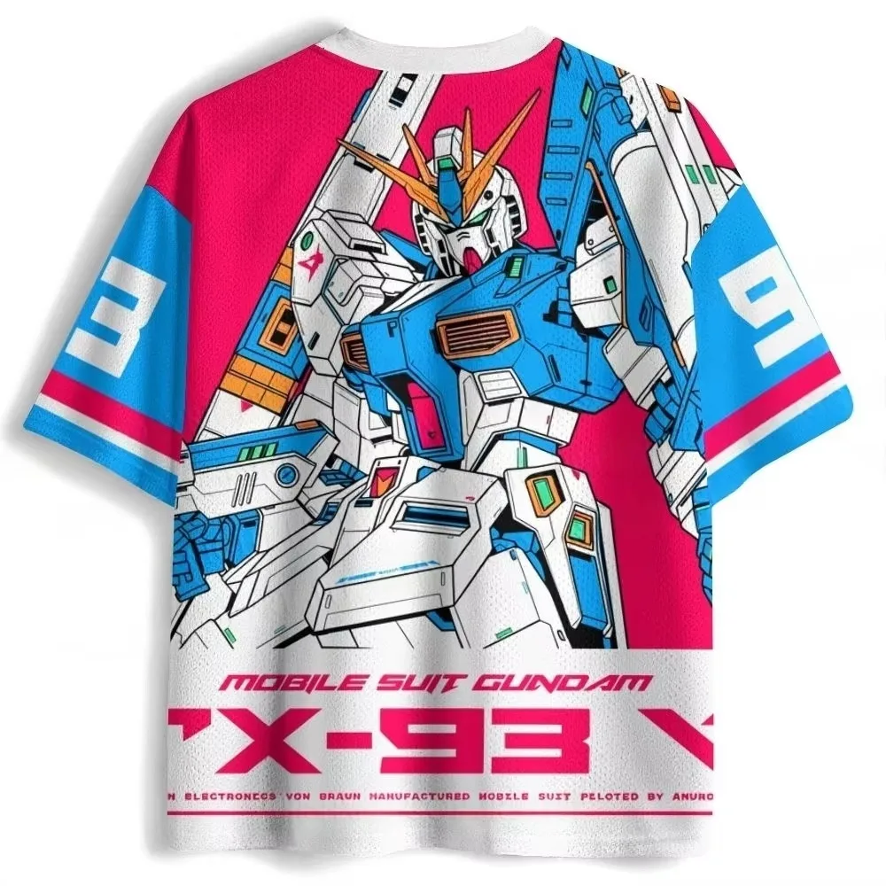 Male and Female American Retro Mecha Style 3D Printed Fan Anime Short Sleeved Jerseys for Niche Hip-hop Events