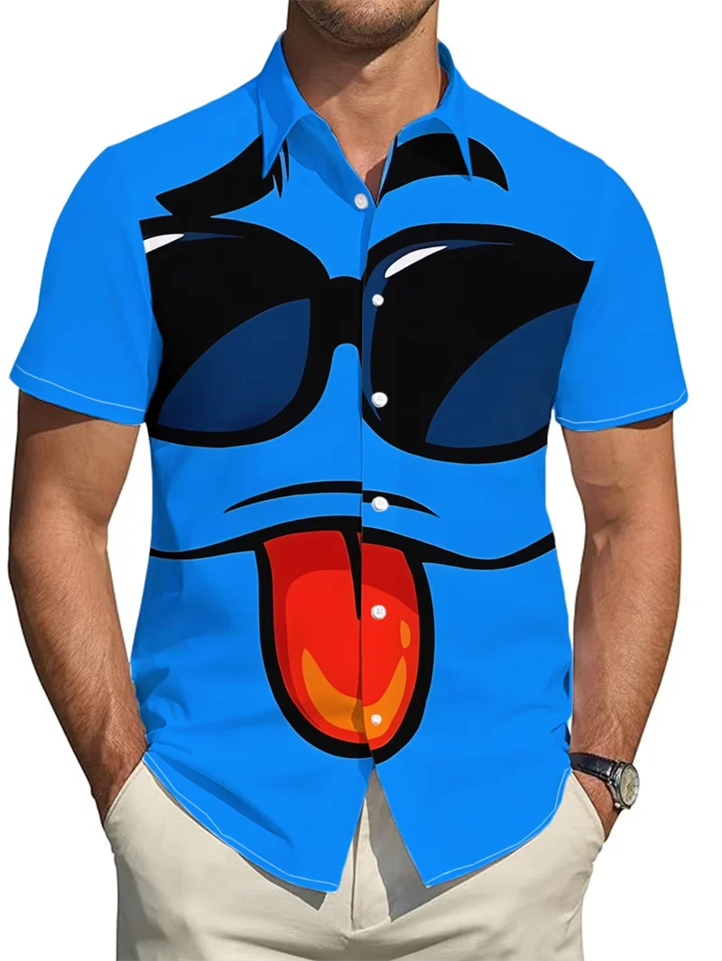 

Men's Funky Summer Beach Men's Shirts With Colorful Rubber Duck Print Short Sleeve Button Down Daily And Vacation Wear Shirts