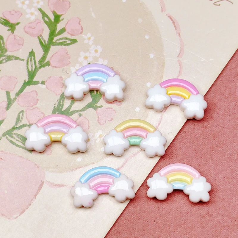 30 Pcs New Lovely Mini Kawaii Cartoon Clouds, Rainbows Resin Diy Jewellery Manicure Hairpin Accessories Decorate