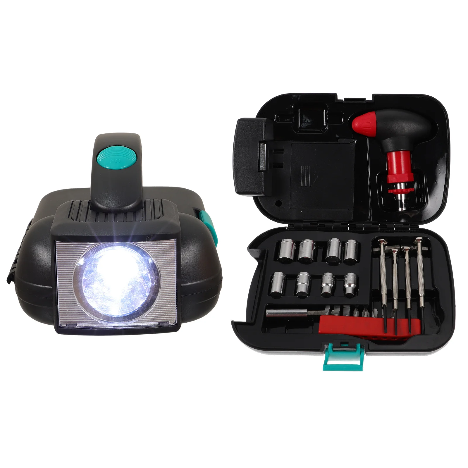 

1Set Tool Box Flashlight Black Outdoor Professional Emergency Multifunctional Camping Working Powered Torch Light