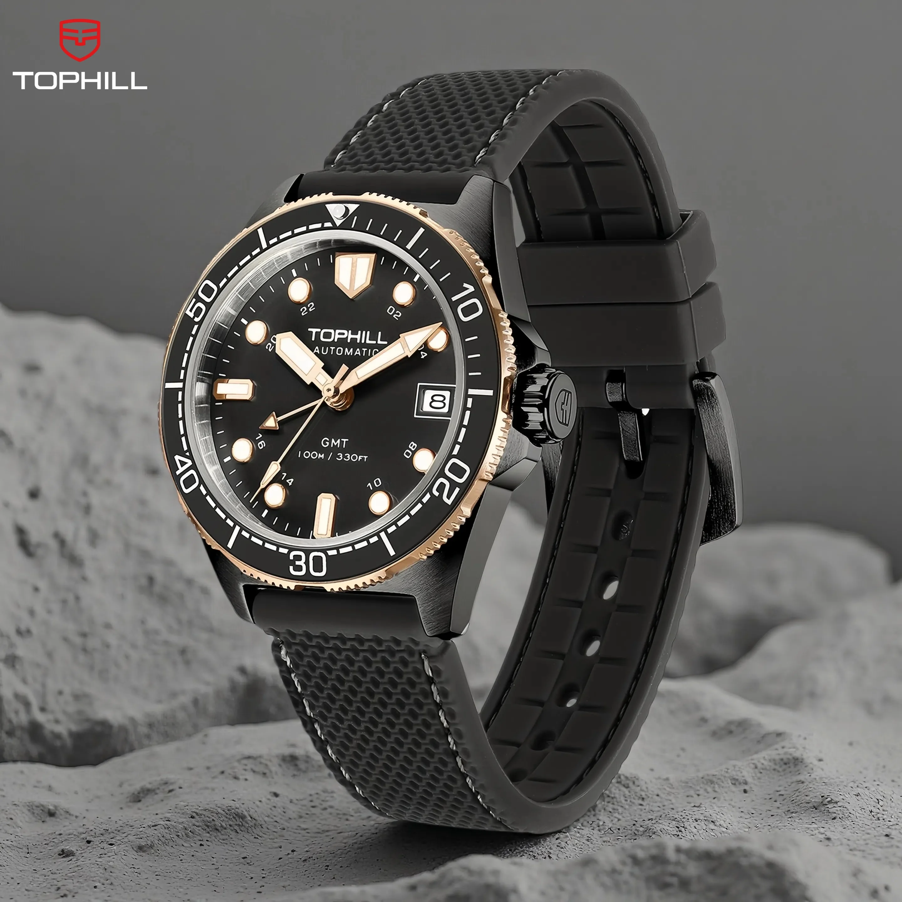 TOPHILL NH34 Movement Men's Automatic Watch Diver GMT Ceramic Bezel BGW9 Super Luminous 100M Water-Resistant Sapphire Gift