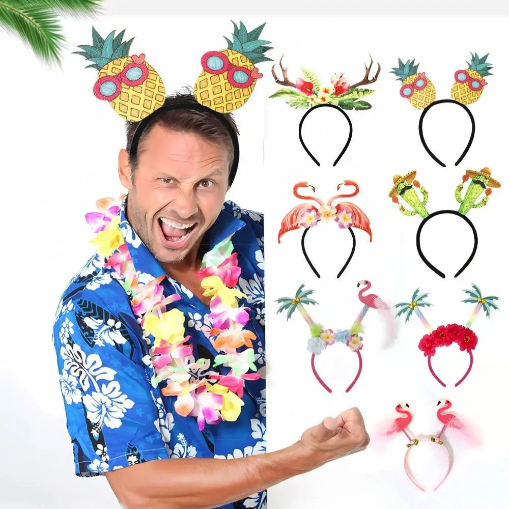 Personality Pineapple Hawaiian Party Headband Flamingo Hairband Party Props Hairband Coconut Tree Headwear Funny Headwear Man
