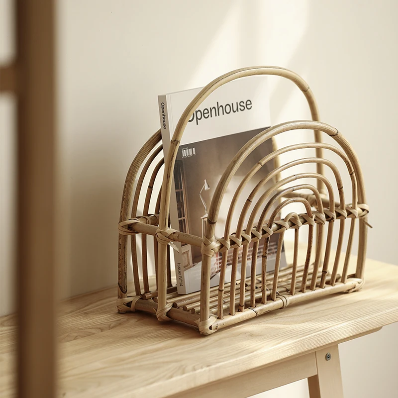 

Bedroom Rattan Magazine Snack Book Newspaper Toy Storage Rack Storage