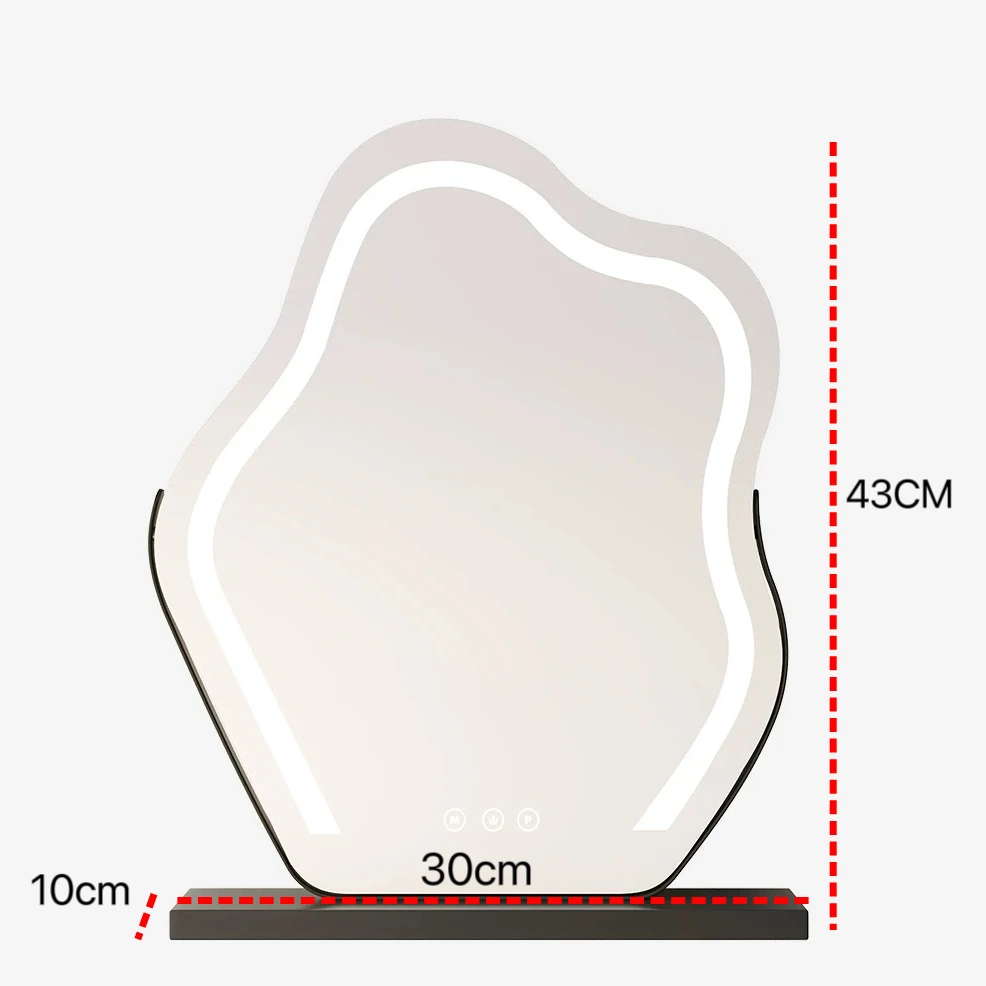 مرآة الغرور مع أضواء سحابة شكل مرآة ماكياج ليد مع عكس الضوء 3 طرق شاشة تعمل باللمس التحكم الأبيض 360 درجة دوران